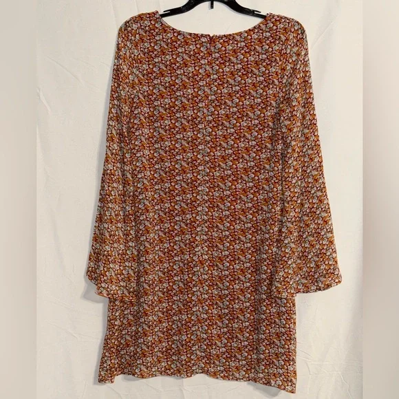 Doe & Rae Multicolored Floral Print Long Sleeve Mini Dress Size Medium - Picture 5 of 9